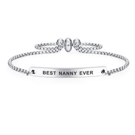 Best Nanny Ever Gifts, Nanny Valentines Day Bracelets for Women, Cute Nanny Present from Kids for Birthday