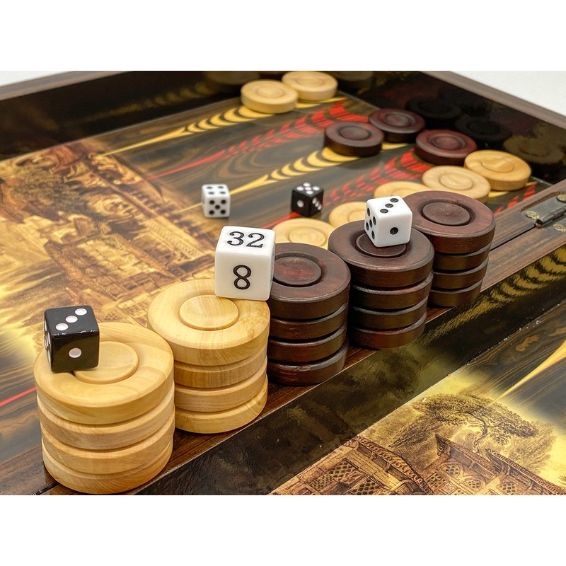 Melia Games Backgammon Olive Wood Replacement Tiles Standard Size 35