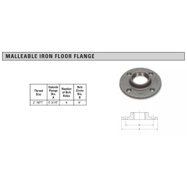 Worldwide Sourcing 2" BLACK MALLEABLE IRON FLOOR FLANGE fitting pipe npt