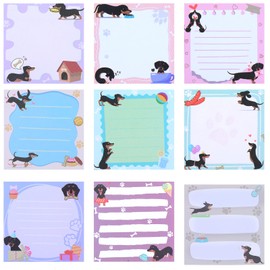 9 Pads Dachshund Sticky Notes, Dachshund Gifts 3.15 x 4 Inches Cute Cartoon Dog Self Stick Notepads Puppy Lover Gifts Colored Dog to Do List Cute Memo Pads for Home Office Supplies