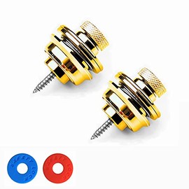 Miwayer Guitar Strap Locks Flat Round Head Heavy Duty Metal Button Security Straplock, Dual Design Strap Retainer System 2PCS with 2 Rubber Block for Electric Acoustic Guitar,ukulele