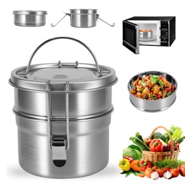 OUZHOU Stainless Steel Lunch, 1100ML Leakproof Metal Bento with Compartments, BPA Free Stainless Steel Food Containers Reusable, Sandwich Boxes for Adults and Children