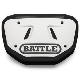 Battle Sports Football Back Plate – Hard Shell Lower Back Protector with Contoured Foam for High-Impact Protection - Youth, White/Black