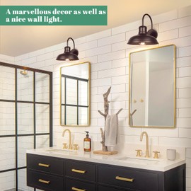 2-Pack Outdoor Gooseneck Porch Lights, Waterproof Barn Light Fixtures Wall Mount, Farmhouse Wall Sconce, Oil Rubbed Bronze Exterior Wall Lights, Outside Light for House Garage Patio Entryway, E26 Base