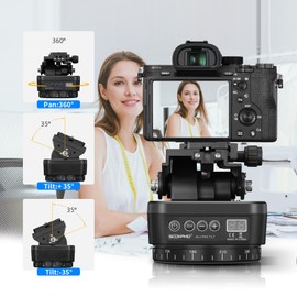 Soonpho M4 Motorized Rotating Panoramic Tripod Head, Remote Control 360° Pan Tilt Head with Mobile Phone Clip for DSLR Cameras, Camcorders, Smartphones, Tripod