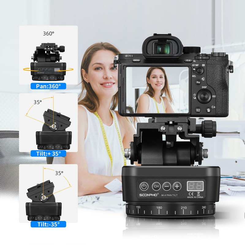 Soonpho M4 Motorized Rotating Panoramic Tripod Head, Remote Control 360°