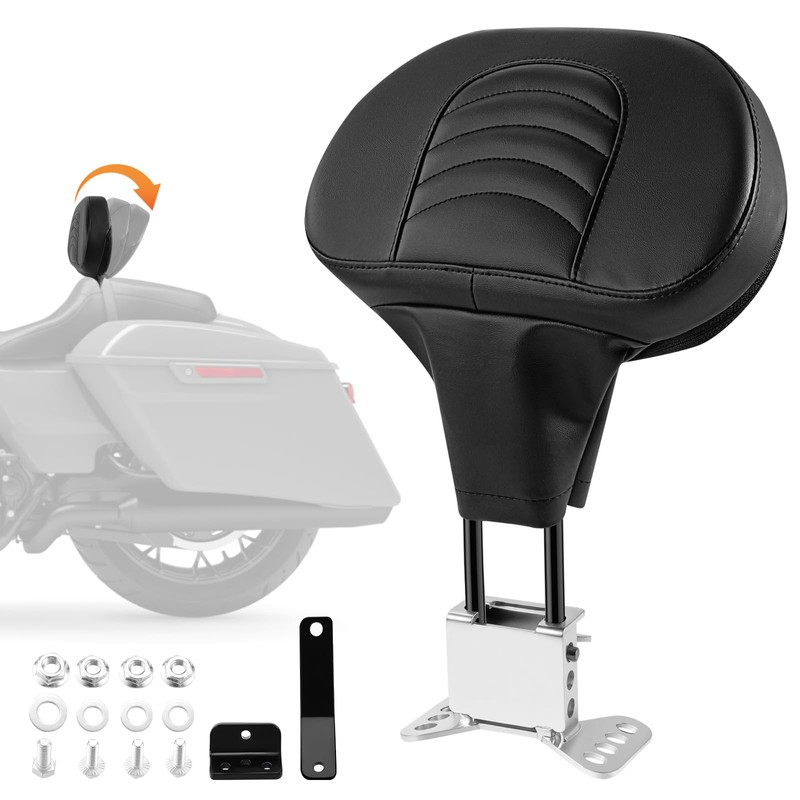 Motorcycle Rider Backrest with Detachable Plug In Backrest Mounting Kit