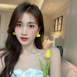 Yienate Acrylic Heart Earrings Studs Large Funky Macaroon Candy Color Geometric Heart Earrings Lightweight Yellow Heart Statement Earrings Wedding Prom Earrings Jewelry for Women and Girls