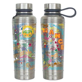 catstudio Orange County Stainless Steel Water Bottle | Triple Wall Insulation With Non Slip Bottom | Great For Running, Hiking, Sports, & Travel