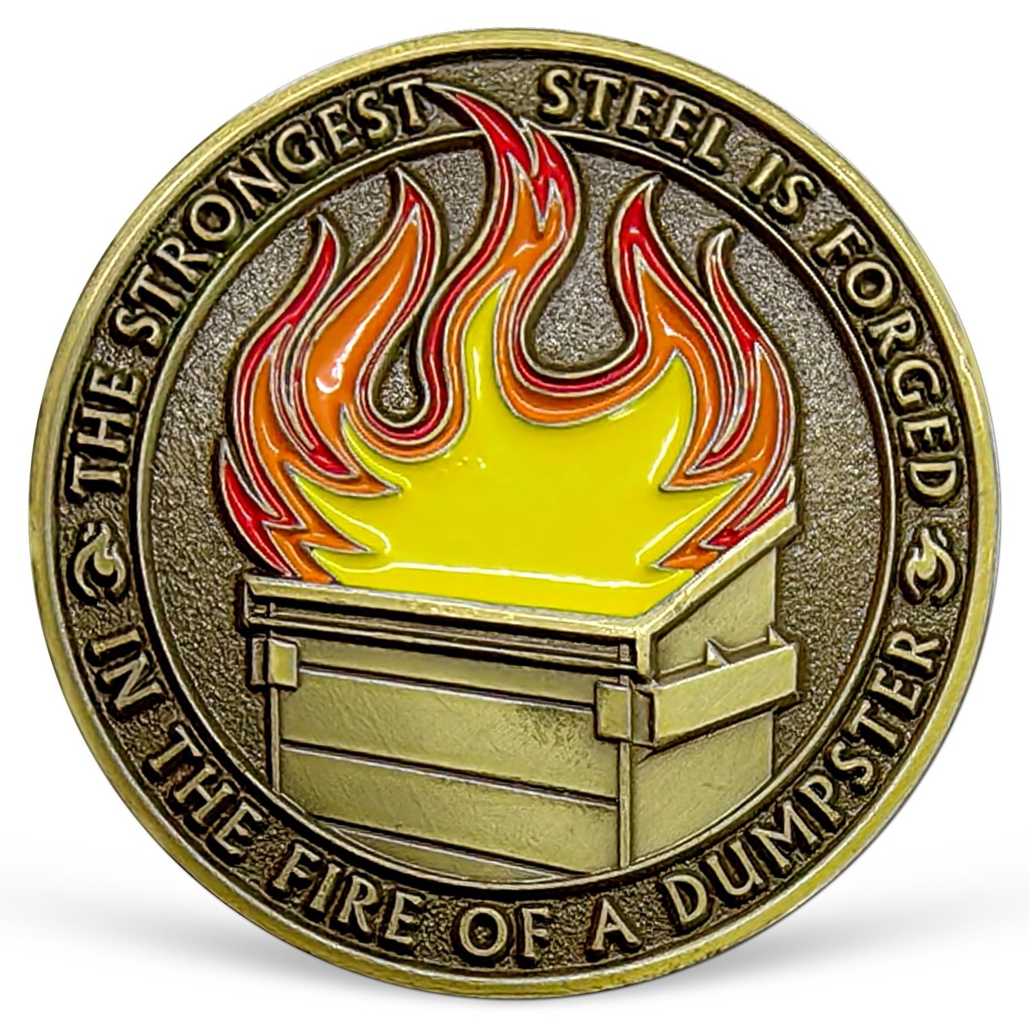 Dumpster Fire Challenge Coin, Hilarious Dumpster Fire Coin ...