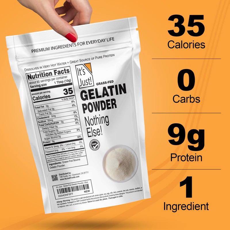 It's Just - 100% Gelatin Powder (2lb) Unflavored, Heavy Metal