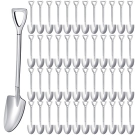 Zhehao 50 Pcs Shovel Spoons 6.1 Inch Stainless Steel Spoon Reusable Dessert Spoon for Ice Cream Fruit Coffee Home Restaurant Kitchen, Silver