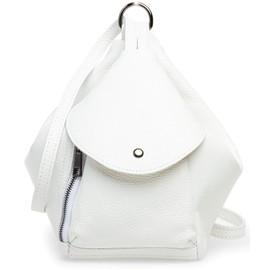 Caspar TL788 Elegant 2 in 1 Leather Backpack Shoulder Bag with Zip - White -