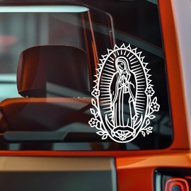 Virgin Mary Catholic Vinyl Decal Sticker UV & Water Proof Gift Laptop Car Bumper Window Tumbler Accessories 7" inch