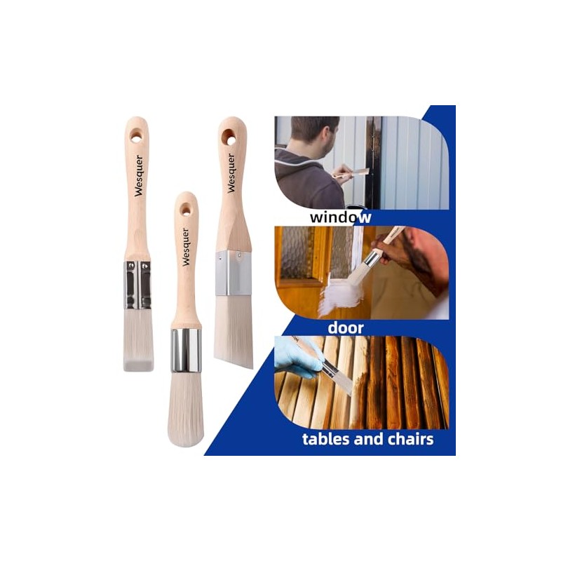 Wesquer 3-Pack 1Inch Paint Brush for Detail Work - Triangle,