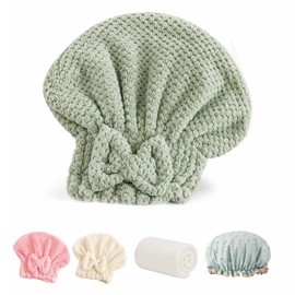 Hair Wrap Towel Set - Hair Towel Cap - Coral Fleece Towel - Shower Cap