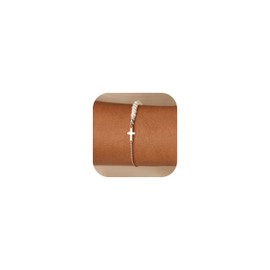 Dochais Cross Bracelet Women's - 14K Gold Plated Bracelets Waterproof Adjustable Gold/Silver Bracelet Set for Women Girls Golden Bracelet Jewellery Gift, 22 cm, Brass