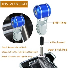 Temzzer T-Shaped Car Shifter Gear Lever Knob Heavy Aluminum Shift Stick Lever Handle for Most Manual Automatic Vehicles (Blue)