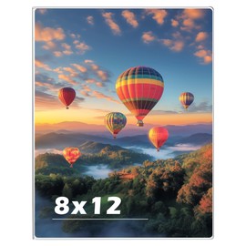 8 x 12 Acrylic Picture Frame, Horizontal/Vertical Clear Photo Frame for Wall with Tape, No Drilling Floating Hanging Frameless Picture Frame, Wall Mount Sign Holder 8x12 for Home, School, Office