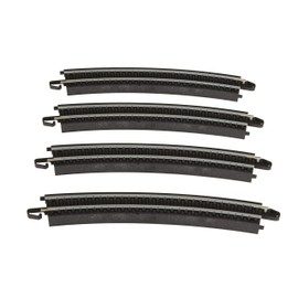 Bachmann Trains - Snap-Fit E-Z Track 18” Radius Curved Track (4/card) - Steel Alloy Rail With Black Roadbed - HO Scale