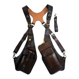 tieedhfu Steampunk Shoulder Harness Bag Case Wallet Underarm Bag for Bike Motorcycle Trendy and Practical, Dark Brown