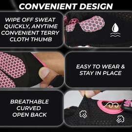 FIGHTSENSE Weight Lifting Gloves with Full Palm Protection, Workout Gloves for Men Women, Breathable Exercise Gym Gloves for Weightlifting, Fitness, Cycling, Pull ups, Deadlifting (Pink, L)