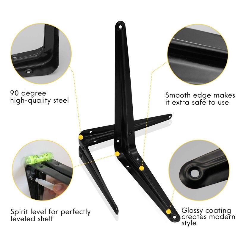 KOOLPUG Shelf Brackets with Screws and Mini Spirit Level, 10