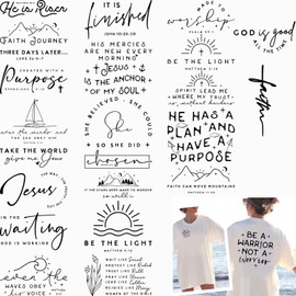 50pcs Black Letters God Iron On Patches Bible Scripture Heat Transfer Stickers Always You Worthy Matter Enough Iron on Decals for Hoodie Shirts Bags DIY Crafts Decoration Applique DTF Transfers