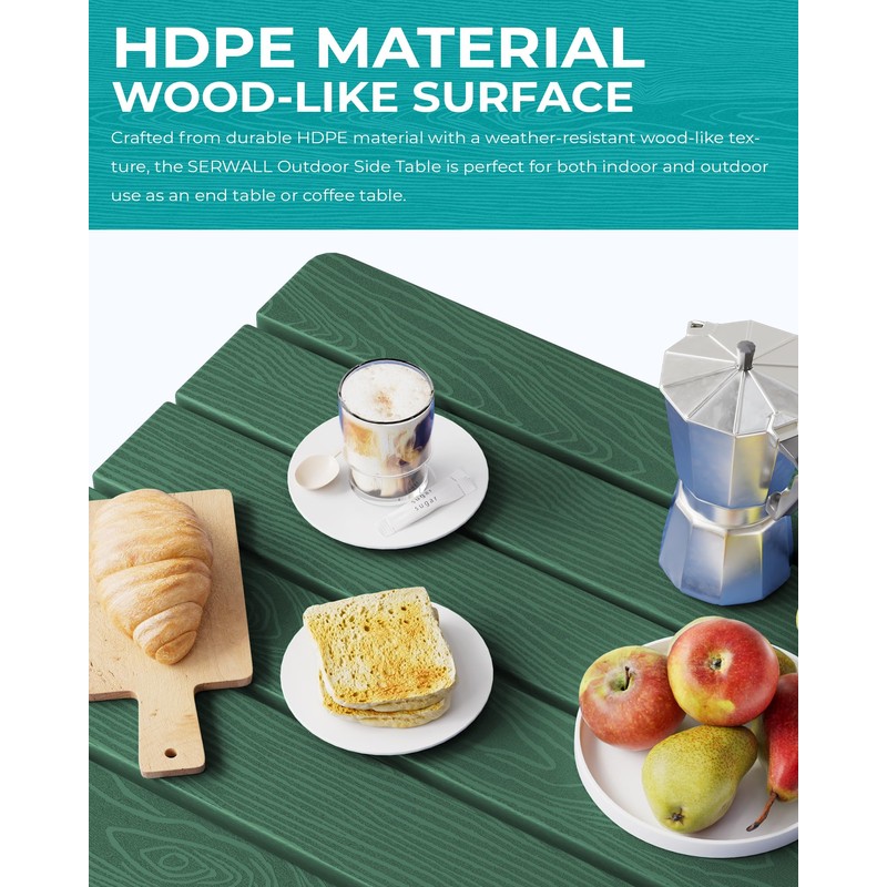 SERWALL Portable Folding Outdoor Side Table - Adirondack Style, HDPE