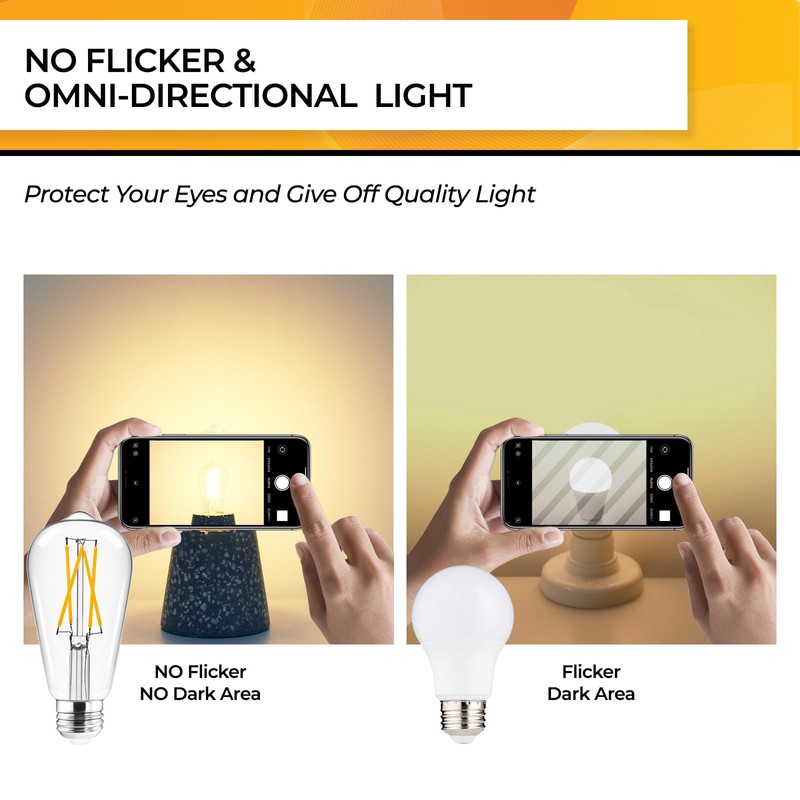 Hizashi Vintage LED Edison Bulb Dimmable, 6W Equivalent 60W, 2700k