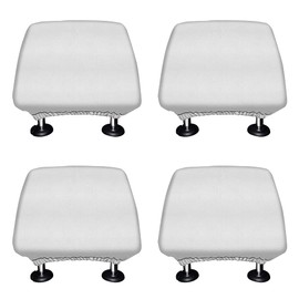 WIRESTER Set of 4 Car Seat Head Rest Cover, Protective Fabric Design Cover Decoration for All Cars - Solid White