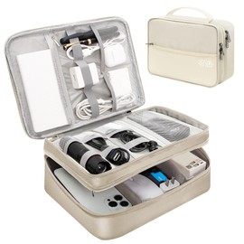 Electronics Travel Organizer, Double Layer Cable Organizer Bag Watreproof Electronics Accessories Storage Bag for Cord,Kindle, Cables, Cord, Chargers, Hard Drive