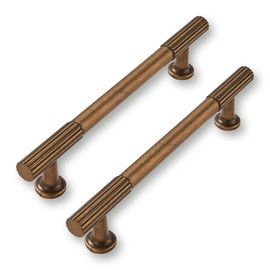 CABDM 2 Pack 5inch(128mm) Center to Center Antique Brass Cabinet pulls Solid Heavy-Duty Kitchen Cabinet Handles Drawer Pulls Cupboard Hardware for Cabinets