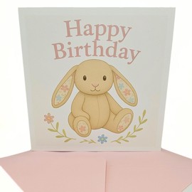 Jellycat Blossom Bunny Inspired Birthday Card - with Envelope