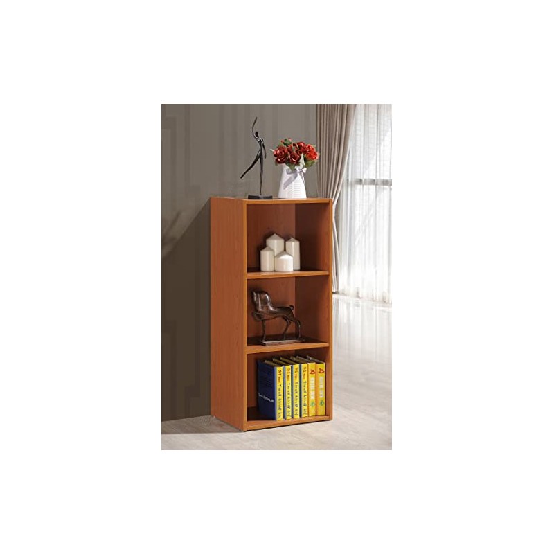 Hodedah Import 3 Shelf Bookcase, Cherry