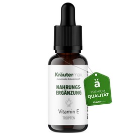 Kräutermax Vitamin E Oil, Vitamin E Drops for One, Vitamin E Oil, Pure, Vegan and High Dosage, According to Herbal Max Original Formula, Vitamin E Oil, Natural, 1 x 15 ml