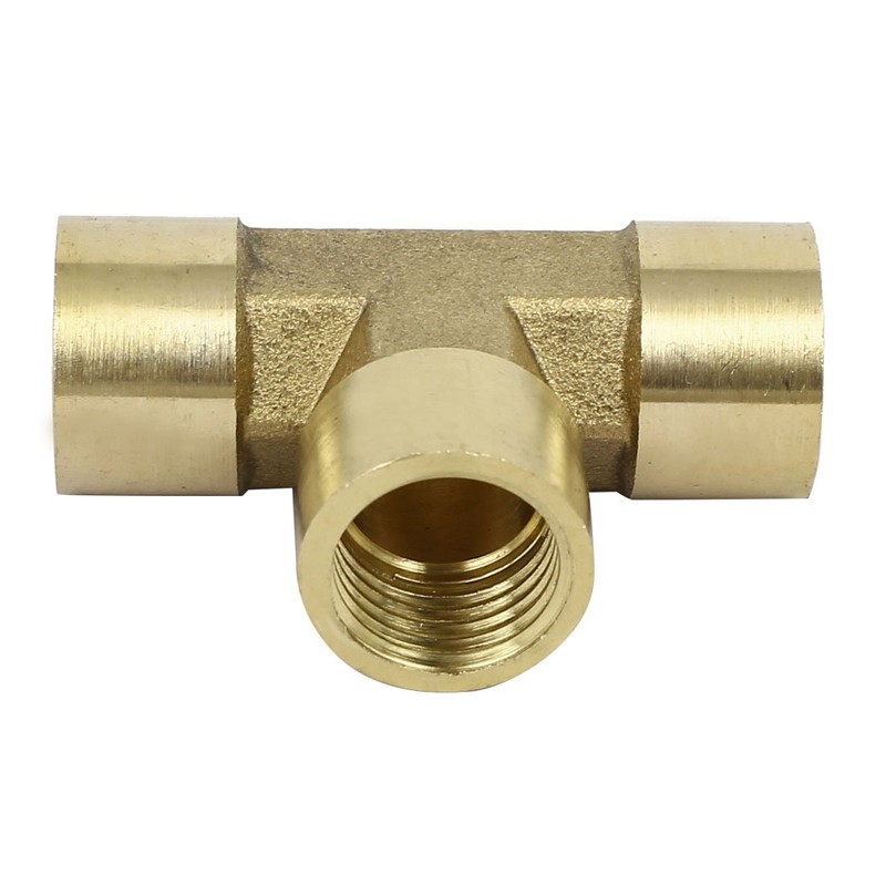 Sourcingmap 1/4BSP Female Thread Brass T Shape Tube Pipe Connecting