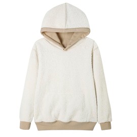 Mars Guard Women's Winter Fleece Lined Sherpa Hooded Sweatshirt Thick Warm Pullover with Pockets for Casual Comfort Kahaki