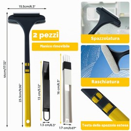 KQDRAVINE 2 spazzole per la pulizia della zanzariera, strumento per la pulizia del detergente 2 in 1, lavavetri e lavavetri con maniglia, contiene due spazzole per fughe, pulizia bagnato e secco