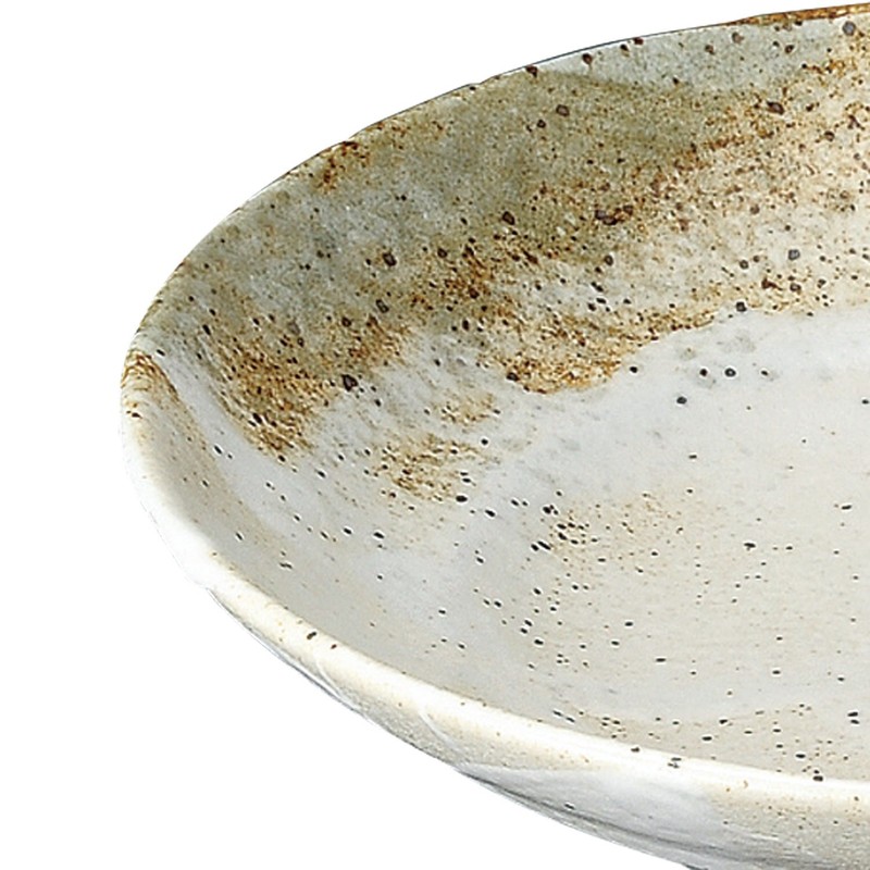 Soho Kiln Pottery Plate, Yukishino 7.5 Noodle Plate, 9.1 x