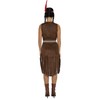 MIMIKRY Women's Indian Costume in Suede Look Brown Dress with