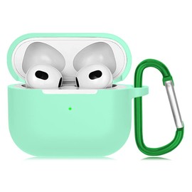 Case Compatible with AirPods 3rd Generation Case Cover, YINVA Accessories Compatible with AirPods 3 Gen 2021 Protective Silicone Case with Keychain (Mint Color)