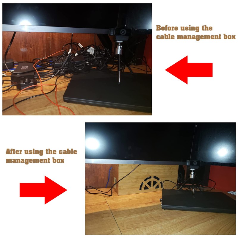 Cable Management Box,Bamboo Cable Management Box,Cord Management Box for Desk,