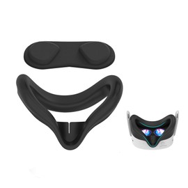 Esimen VR Silicone Mask Face Cover for Meta Quest 3S Accessories, Face Pad Cushion, Lens Protector, Nose Guard, Sweatproof, Washable, Lightproof, Anti-Leakage (Black)