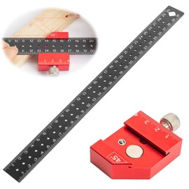 Ylinwtech Marking Gauge 0-300 mm, Scribing Tool, Carpenter's Square, Stop Ruler, Combination Square, Ruler Stop, INOX Ruler, for Precise Woodworking & DIY, Marking of 45° & 90°