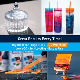 TotalBoat Artist Epoxy Resin - 32 Oz. Quart Kit with 1:1 Mix Ratio and UV Resistance - High-Gloss, Crystal-Clear Casting Formula for Artwork, Charms, Crafts, Jewelry, and Tumblers