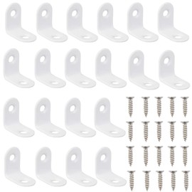craspire Pack of 20 1 x 0.96 L Brackets Corner Brace Small Metal Angle White Stainless Steel Clasp Corner Protection Shelf Support with Screws for Wooden Shelves Furniture Cabinets Chairs Tables Beds