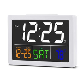 SZELAM Alarm Clock, Digital Clock,5.5 "Larger Display LED Electric Digital Clock with USB Charger,6 Brightness Levels,Volume Adjustable,Date Temperature Display Table Clock for Bedside Desk Bedroom