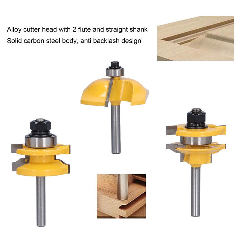 3Pcs Rail Stile Router Bits Roman Ogee Bit Woodworking Groove