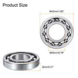 QUARKZMAN Pack of 4 16004 Deep Groove Ball Bearings, 20 mm x 42 mm x 8 mm, High Carbon Chrome Steel Z0 Double Rubberised Sealed Bearings (ABEC1)